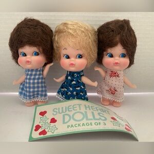 Suzy Sweet Heart Dolls Trio with Blue, Blonde, and Brunette Hair vintage